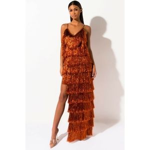 KIKI RIKI ALL OF THE LIGHTS TINSEL MAXI DRESS
